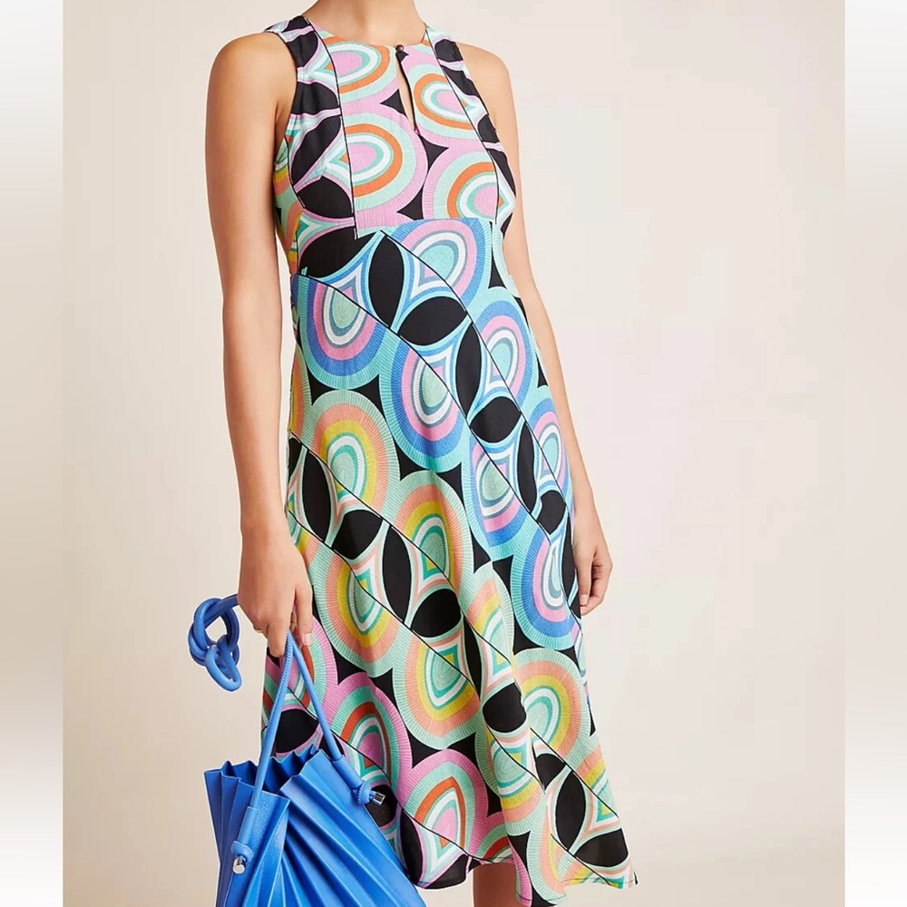 Anthropologie Kenzie Asymmetrical Dress Knee-Length Sleeveless Women’s 10 Retro
